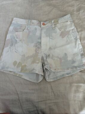 Universal Thread High Waist Pastel Watercolor Shorts - Light Multi